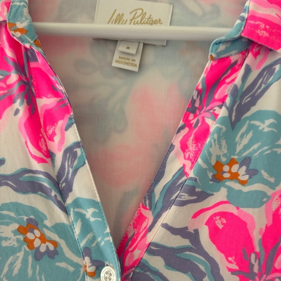 Lilly Pulitzer Pink and Blue Floral Blouse - Picture 2 of 4
